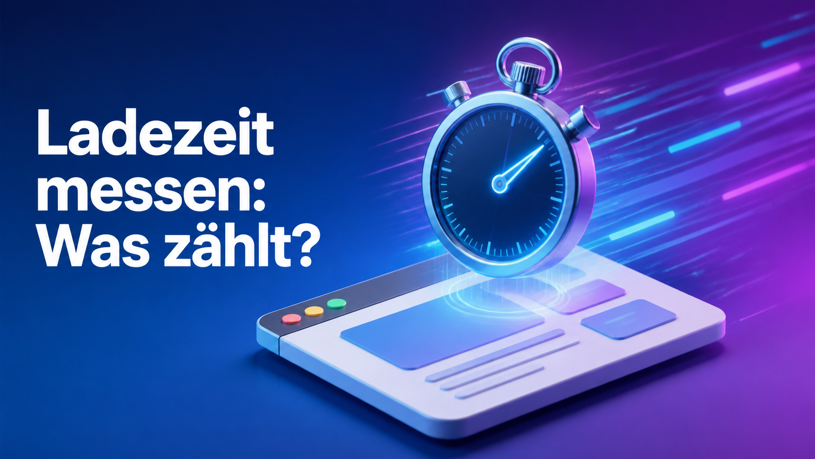 Ladezeit Website messen: Illustration mit Stoppuhr und Browserfenster
