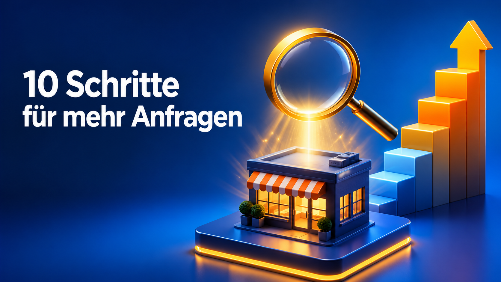 SEO für kleine Unternehmen: Lupe über einem digitalen Ladenmodell