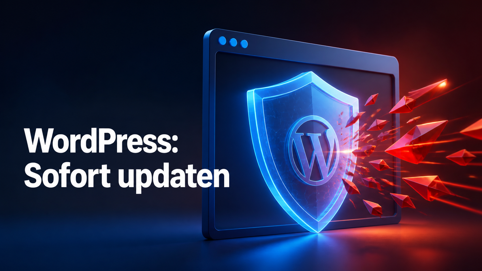 Schutzschild vor Browserfenster als Symbol für die Click2Shell Sicherheitslücke in WordPress