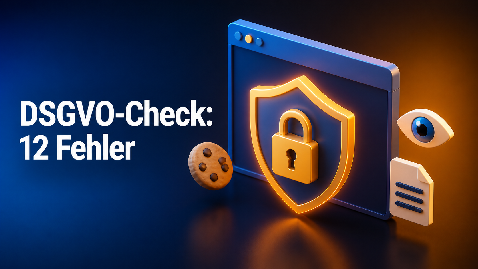 DSGVO Website Check: Schild und Schloss vor einem Browserfenster als Symbol für Datenschutz