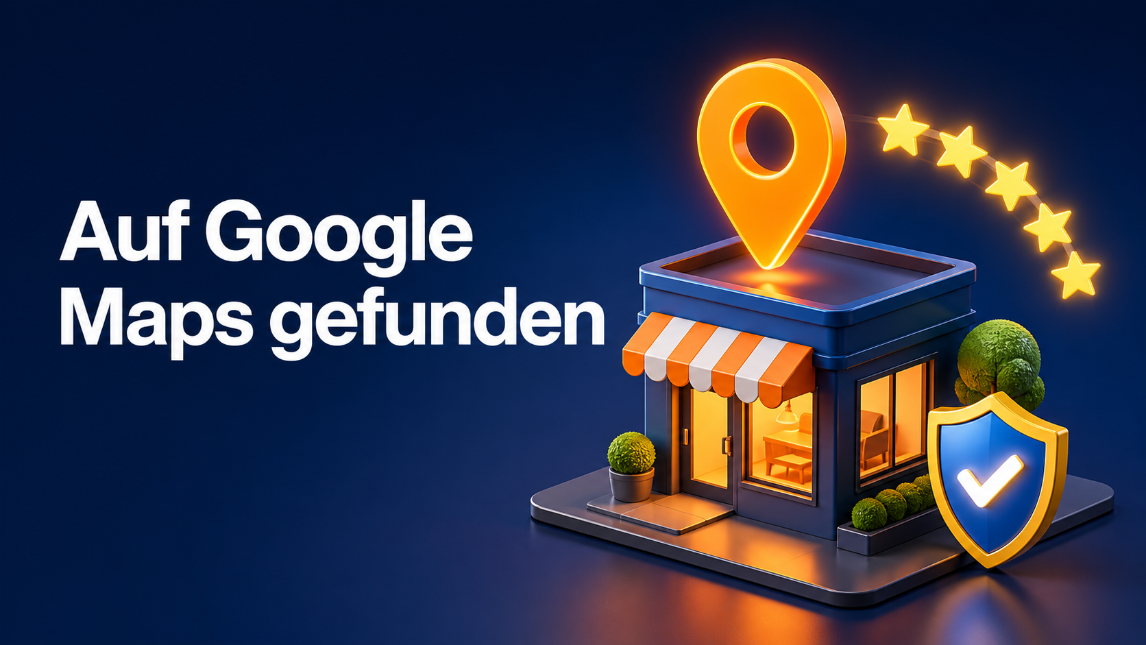 Google Unternehmensprofil erstellen: Kartenpin über einem kleinen Ladengebäude